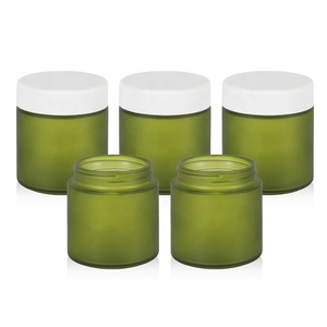 90ml Green Frosted Matte Cosmetic Packaging Bottle Round Glass Cosmetic Body Face Cream <b>Jar</b> - Product Image 3