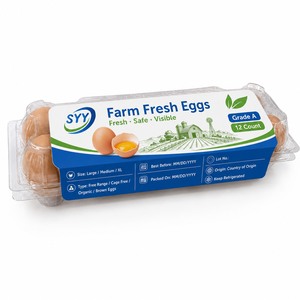 Barquette d'emballage pour 12 œufs en PET transparent de qualité alimentaire, empilable, antichoc, pour centre d'emballage d'œufs, OEM ODM, logo personnalisé - Product Image 3