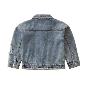 Customized <strong>Girls</strong> Clothing <strong>Long</strong> Casual Denim Jacket with Sequined Packet &amp; Embroidery Baby <strong>Girl</strong> <strong>Coat</strong>