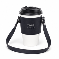 Manchon en cuir personnalisé pour tasses à café – Support portable haut de gamme en cuir écologique avec poignée et logo sur mesure