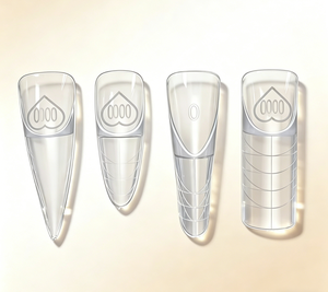 Herramientas <span class=keywords><strong>de</strong></span> Escultura <span class=keywords><strong>de</strong></span> <span class=keywords><strong>Uñas</strong></span> <span class=keywords><strong>de</strong></span> Doble Forma PP, <span class=keywords><strong>Uñas</strong></span> <span class=keywords><strong>de</strong></span> Extensión <span class=keywords><strong>de</strong></span> Secado Rápido Sin Rastro, Forma Ovalada/Ataúd, Estilo Corazón Francés, Cobertura Completa - Product Image 1