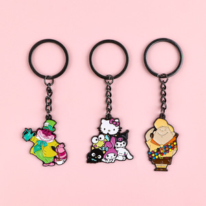 Anime Cartoon Keychain Alice Cute Sanrioes Metal Enamel Key Chain Pendant Key Holder