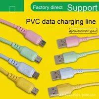 Kabel Pengisi Daya Micro-USB 1m dengan Konduktor Tembaga Berlapis Timah Warna Macaron 2A, Selubung PVC, Harga Pabrik, untuk Kamera & Komputer