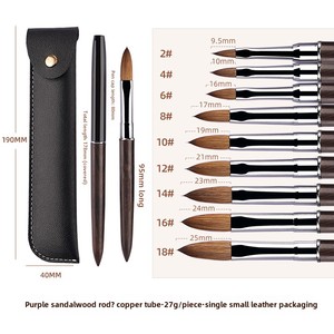 Pinceau à ongles en acrylique ovale fait main 100% Kolinsky Sable, manche en bois de 18 cm, virole métallique, logo personnalisé, outil professionnel pour le nail art - Product Image 6