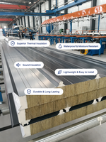 Panel Sandwich Wol Mineral Ramah Lingkungan Tahan Api dengan Lapisan Logam untuk Atap, Dinding, Bangunan Modular, dan Fasilitas Penyimpanan Dingin