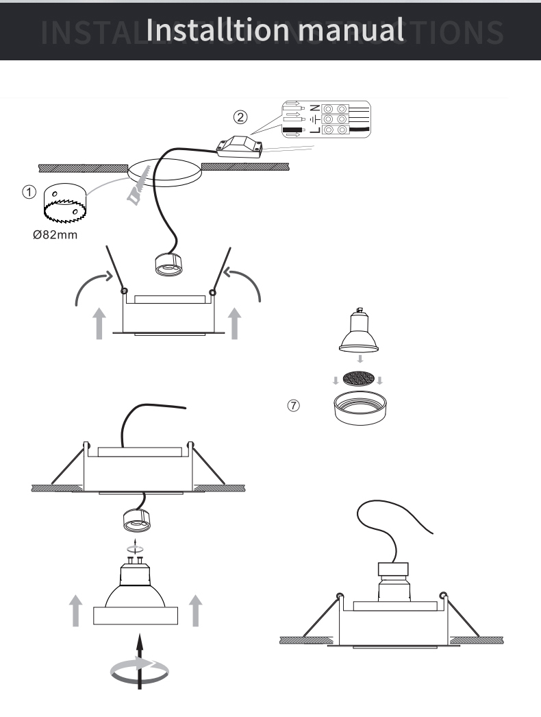 Recessed Super Slim Bezels Anti Glare Downlights IP20