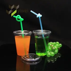 ふたを介して一口でプラスチックカップを工場直接販売クリアティーコーヒー使い捨てドリンクカップ