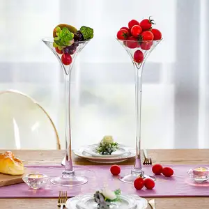 30 40 50 60cm uzun martini vazolar şeffaf yüksek ayak kokteyl bardakları  şekil martini cam vazo çiçek standı düğün centerpiece