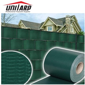 Màu Xanh lá cây màu 450gsm cảnh bảo vệ sự riêng tư PVC Strips hàng rào cuộn với sửa chữa Clip - Product Image 4