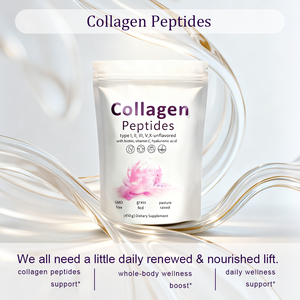 Kolagen Peptida (Tipe III IV X) Bubuk Tanpa Rasa-Biotin/Vitamin C/Asam Hialuronat 450g Bebas GMO Suplemen Diet Dewasa - Product Image 3