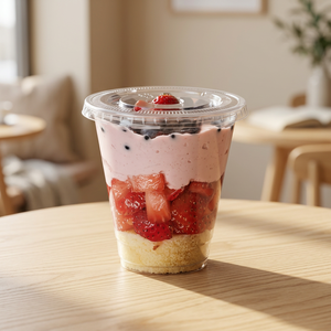 Food Grade Clear Round PET <b>Plastic</b> <b>Cup</b> with Lid 12oz 16oz 20oz Disposable for Party Catering - Product Image 1