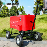 Chariot 80L à roulettes style rétro chariot de plage en métal à usage intensif chariot de patio à roulettes chariot de glacière à glacière