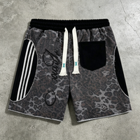 Ensemble de vêtements de sport pour homme surdimensionné 300GSM, t-shirt et short à imprimé léopard numérique vintage, survêtement pour homme