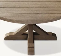 Mobilier d'extérieur Sassanid Design belge vintage Mobilier d'extérieur Table à manger ronde en teck à chevalet belge