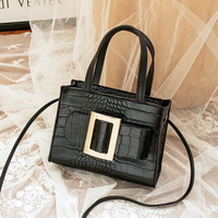 Sac à main bandoulière pour femme, petit carré, motif pierre, nouveau modèle 2024, motif crocodile, fermeture éclair, PU, vente en gros d'usine