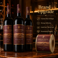 Etiquetas Personalizadas Premium para Botellas de Alcohol, Champán, Vino y Whisky, Pegatinas de Lámina Dorada Personalizadas para Embalaje de Lujo y Envoltura de Regalos