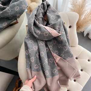 Sciarpa Invernale in <span class=keywords><strong>Cashmere</strong></span> per Donne, Pashmina Calda, <span class=keywords><strong>Sciarpe</strong></span> Coperta, Foulard Femminile di Lusso, Design di Marca, Scialle Avvolgente, Sciarpa Spessa - Product Image 4