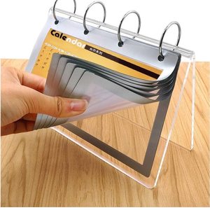 Nhà Máy Acrylic Trang Quay Lịch Rõ Ràng <span class=keywords><strong>Menu</strong></span> Đứng Bàn Lật Lịch Với PVC Túi Acrylic Lịch Tổ Chức - Product Image 6