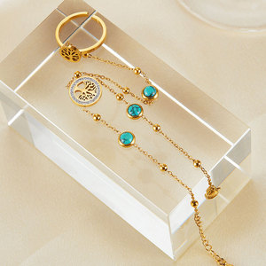 Pulsera de Dedo y Anillo de Mano para Mujer, de Acero Inoxidable 316L, con Baño de Oro PVD de 14k y 18k, Diseño Árbol de la Vida, No se Deslustra - Product Image 2