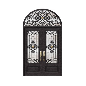 <span class=keywords><strong>Porte</strong></span> d'entrée en <span class=keywords><strong>fer</strong></span> <span class=keywords><strong>forgé</strong></span> avec verre pare-balles, style moderne français, prix d'usine - Product Image 1