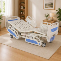 Lit médical manuel 3 fonctions, extrémités renforcées en acier ABS, levage silencieux et fluide par manivelle pour chambre de patient en établissement