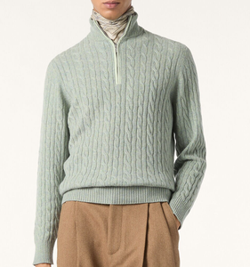 Pull en cachemire torsadé à col montant pour homme, anti-boulochage et anti-plis, idéal pour l'hiver et les affaires - Product Image 1