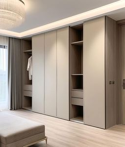 Armario vestidor portátil moderno más nuevo, armarios de dormitorio de madera de diseño de sistemas personalizados con puerta de madera maciza - Product Image 1