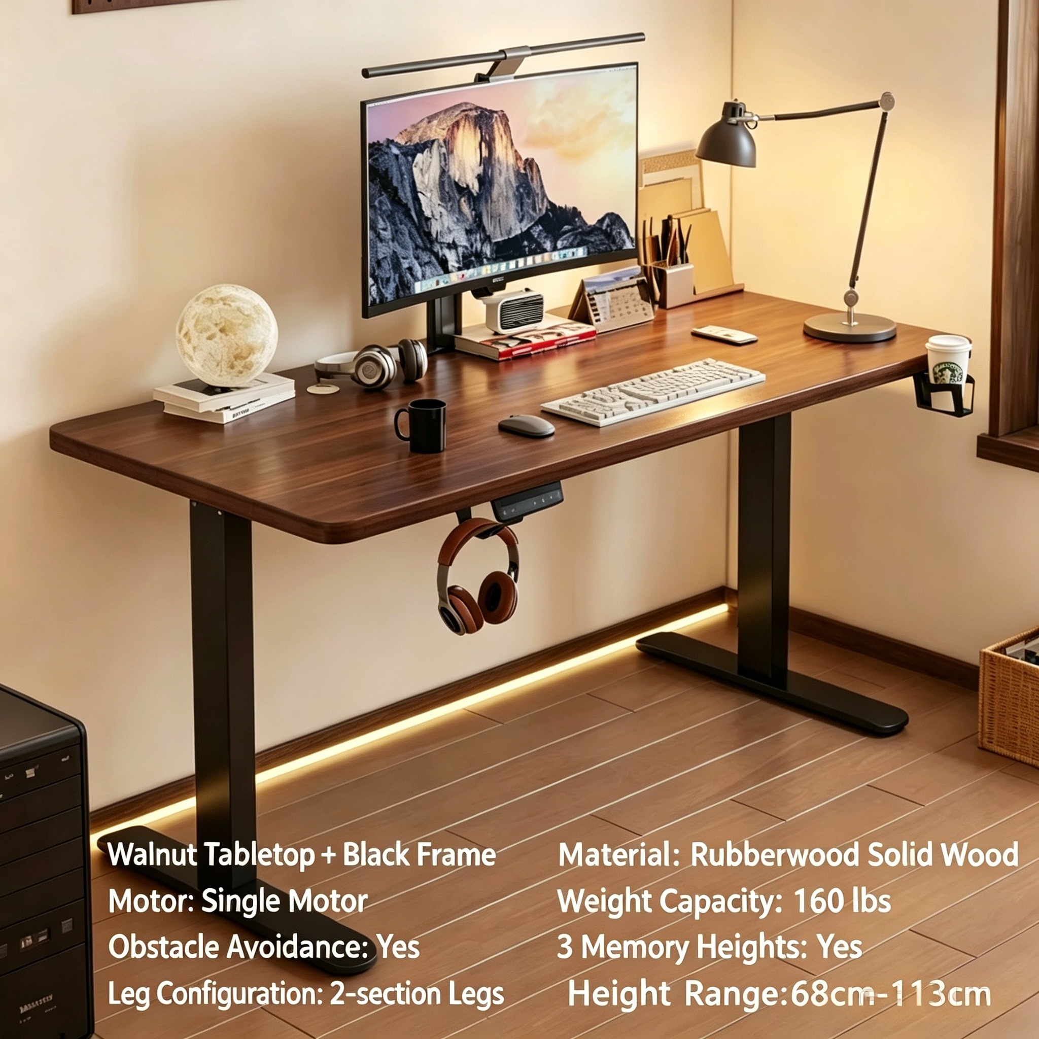 Walnut Tabletop + Black Frame