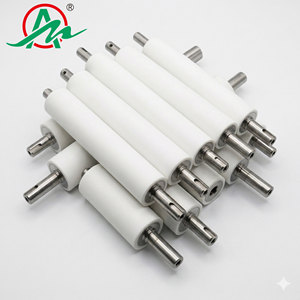 Weiße silikon beschichtete verschleiß feste Leerlauf förder rollen mit Welle für Band förderer in der Druck industrie - Product Image 1