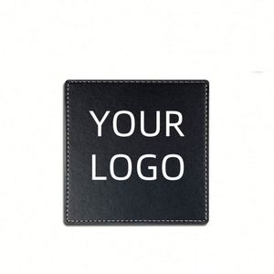 Sous-verres simples en cuir noir, résistants à la chaleur, tapis antidérapants ronds pour la cuisine, la table à café, cadeaux de déménagement - Product Image 1