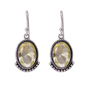 925 Sterling <b>Silver</b> Plated Bohemian Style <b>Earrings</b> Fashionable Yellow Lemon Quartz Gemstone Natural Stone Bezel Anniversary - Product Image 3