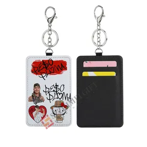 Biểu tượng tùy chỉnh peso Pluma thăng hoa da ID tín dụng trường hợp RFID Keychain ví và chủ sở hữu thẻ