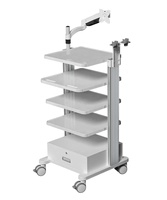 Carrito de Endoscopia Médica de Aleación de Aluminio de Alta Resistencia con Ruedas Silenciosas, Estación de Trabajo Ajustable, Blanco/Azul/Gris, Altura de Mesa de 1200 mm