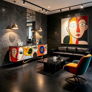 Buffet <span class=keywords><strong>de</strong></span> luxe italien peint à la main, <span class=keywords><strong>meuble</strong></span> <span class=keywords><strong>de</strong></span> rangement moderne d'art abstrait pour villa, salon, hôtel <span class=keywords><strong>de</strong></span> charme, mobilier <span class=keywords><strong>de</strong></span> projet - Product Image 5