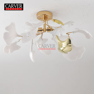 غرفة المعيشة الحديثة الفاخرة الكريستال ورقة قلادة مصباح النحاس فرع الفن فندق مطعم جزيرة منصة - Product Image 2