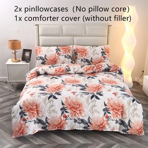 Juego de cama suave y sencillo de 3 piezas con estampado de plantas para dormitorio y habitación de invitados Sábana bajera + 2 fundas de almohada Uso para todas las estaciones - Product Image 3