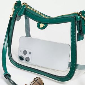 Bolso Bandolera Vintage Personalizable para Mujer, de PVC Transparente Curvo con Cremallera Verde, Reutilizable, para Playa, Verano y Otoño - Product Image 3