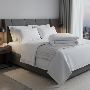 Juego de Ropa de Cama de Hotel Gaia Series, 63 Hilos, Algodón Egipcio y Poliéster, 4 Piezas, Liso y a Cuadros, con Logotipo Personalizado y Plegado - Product Image 3