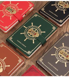 Wholesale Customized PU Leather Loose Leaf Notebook with Password <b>Lock</b> Embossed Logo Office Gift Planning <b>Diary</b> - Product Image 2