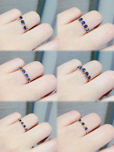 Xinfly Wholesale Luxury Handcrafted AU750 18K Solid Gold Blue Sapphire Gemstone <b>Ring</b> For Women - Product Image 4