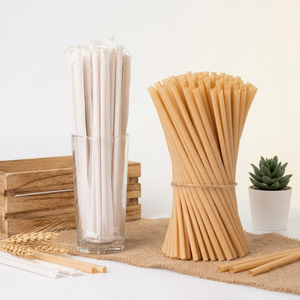 Pailles jetables en bagasse de canne à sucre 2026 – Pailles plates droites biodégradables en canne à sucre pour boisson - Product Image 1