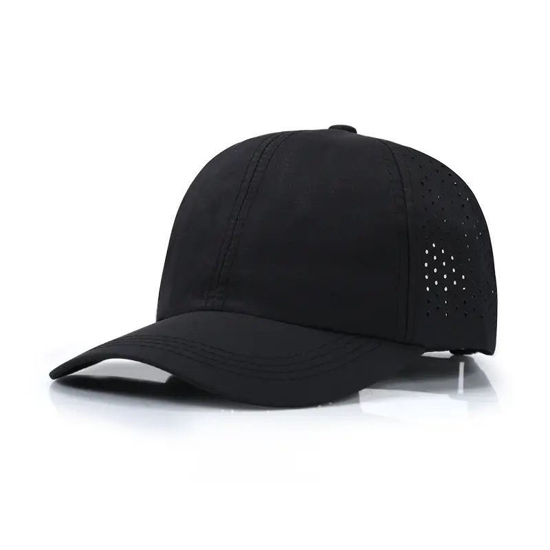 Grosir menyesuaikan 6 Panel topi Snapback kosong tahan air topi potong Laser tahan air topi berlubang topi bisbol Gorras C