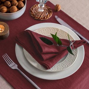 <span class=keywords><strong>Tovaglioli</strong></span> in Cotone Rosso Borgogna all'Ingrosso, Stile Vintage Europeo per Feste Natalizie, Ecologici - Product Image 1