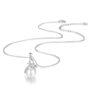 Vente en gros sur mesure S925 Collier de perles en argent Sterling pour femmes Chaîne de clavicule en zircon avec nœud de luxe - Product Image 4