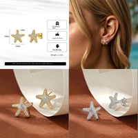 HUIYUE Zirkon 925 Silber Ohrstecker für Damen, Luxuriöse Hochwertige Elegante Natürliche Brise Seestern Biene Blumen Ohrringe