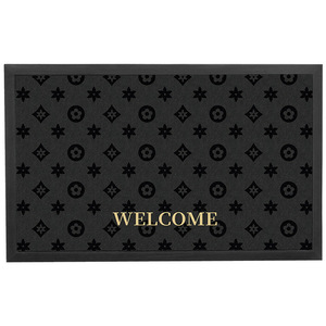 Tapete de Entrada Mennis, Diseño Geométrico Negro, Antideslizante, para Exteriores, Rectangular, Lavable, Resistente a las Manchas - Product Image 1
