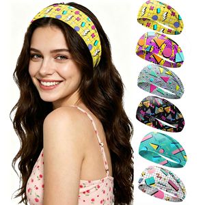 Diadema Deportiva Transpirable y Absorbente <span class=keywords><strong>de</strong></span> Sudor para Mujer, Diseño Americano Vintage <span class=keywords><strong>de</strong></span> <span class=keywords><strong>los</strong></span> 80, para Viajes, Fiestas, Escuela y Yoga, Venta al Por Mayor 2026 - Product Image 1