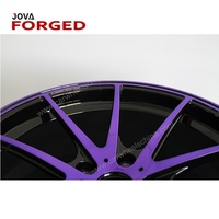 Rines JOVA de 22 Pulgadas y 10 Birlos de Aleación de Aluminio Forjado con Acabado Brillante en Negro y Morado Personalizables con 5 Años de Garantía Universal