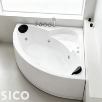 Baignoire de luxe autoportante en acrylique avec jets de massage à bulles d'air et oreillers de bain, pour 2 personnes, de fabrication industrielle