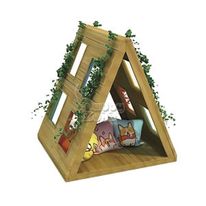 子供のためのカスタムウッドバス型の家の家具幼稚園屋内遊び場屋外のふりプレイエリアウッドバスハウス - Product Image 4